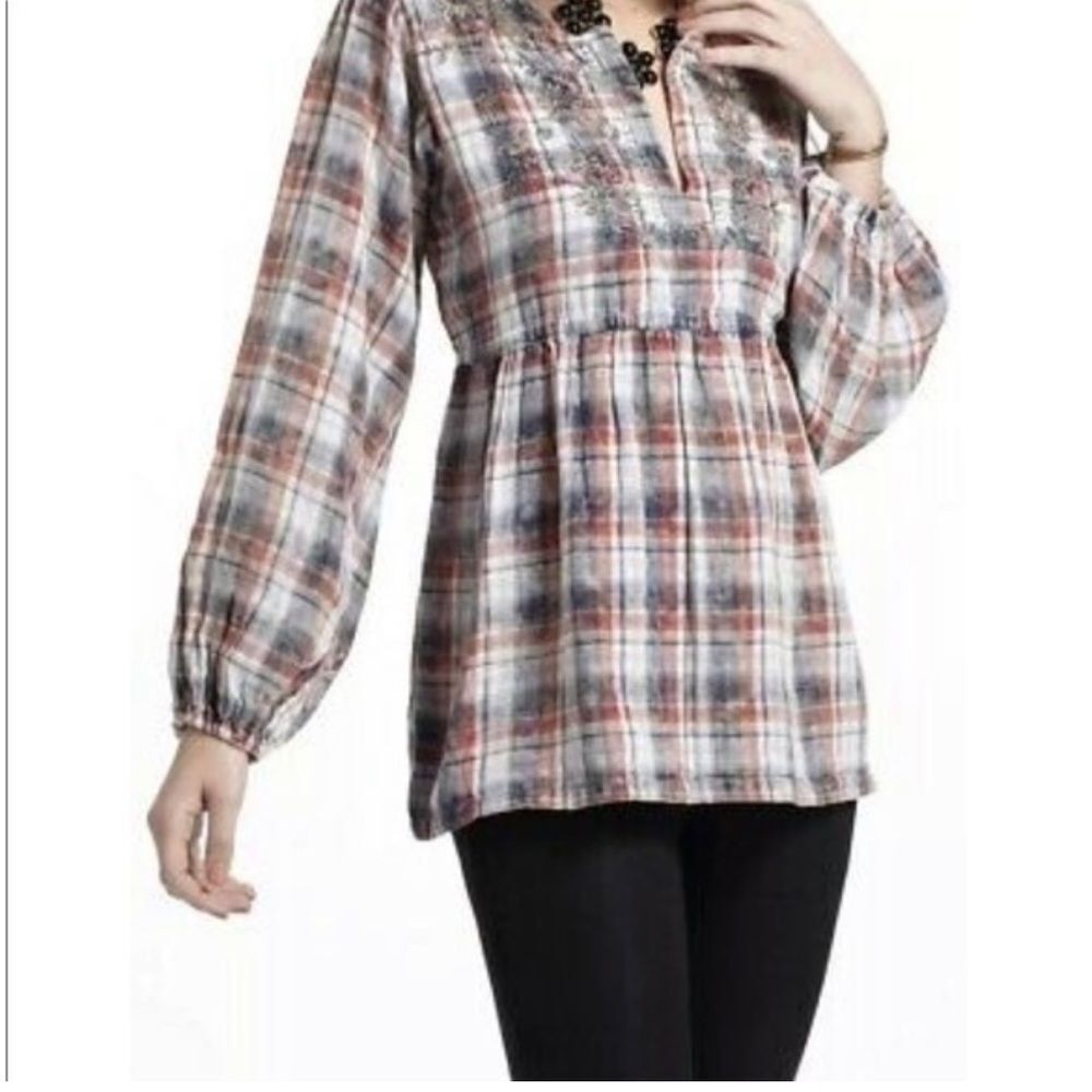 Anthropologie artisan de luxe cotton blouse top size S/M